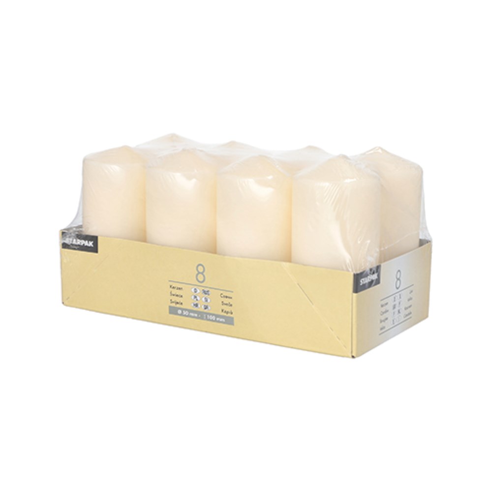 8 Stumpenkerzen Ø 50 mm · 100 mm creme