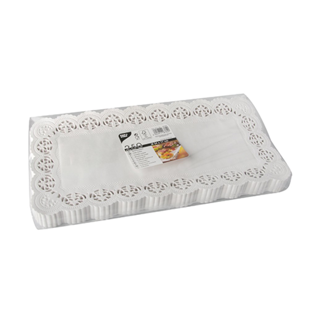 250 Spitzenpapiere eckig 34 cm x 17 cm weiss