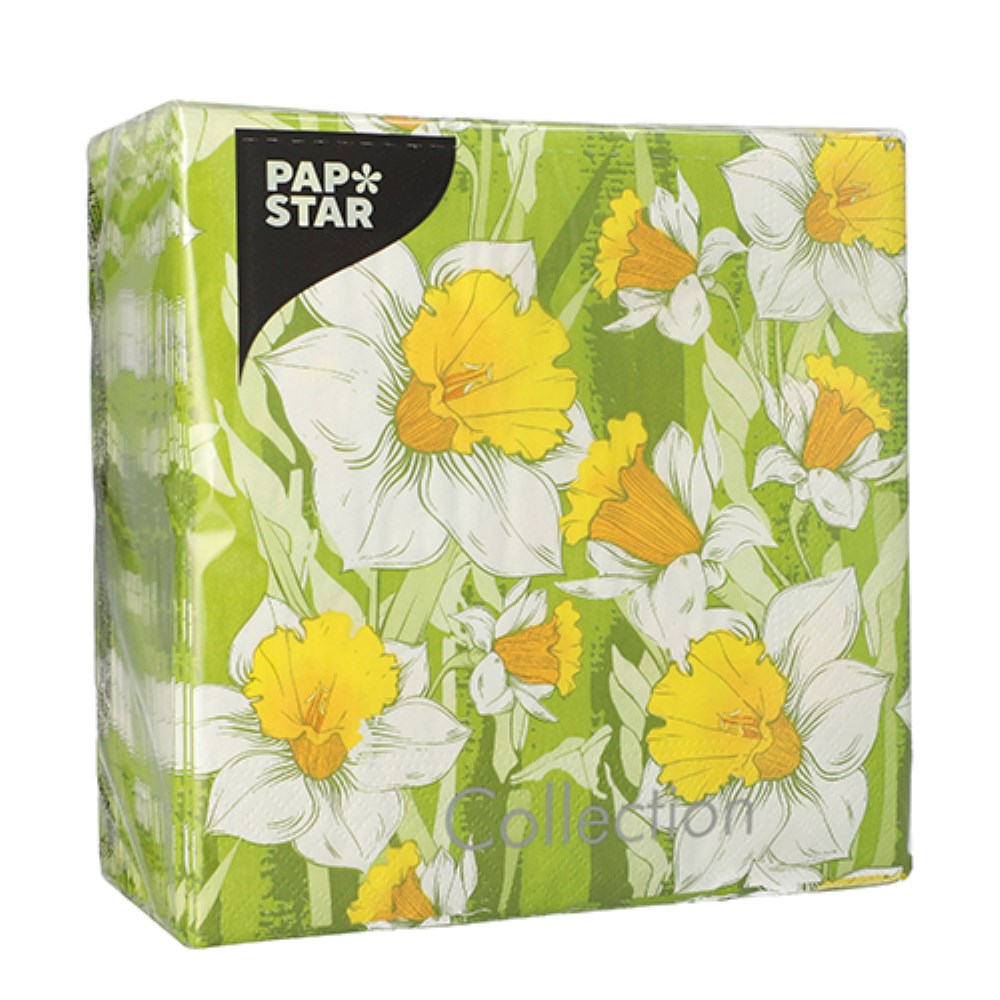 100 Servietten, 3-lagig 1/4-Falz 33 cm x 33 cm "Narciso"