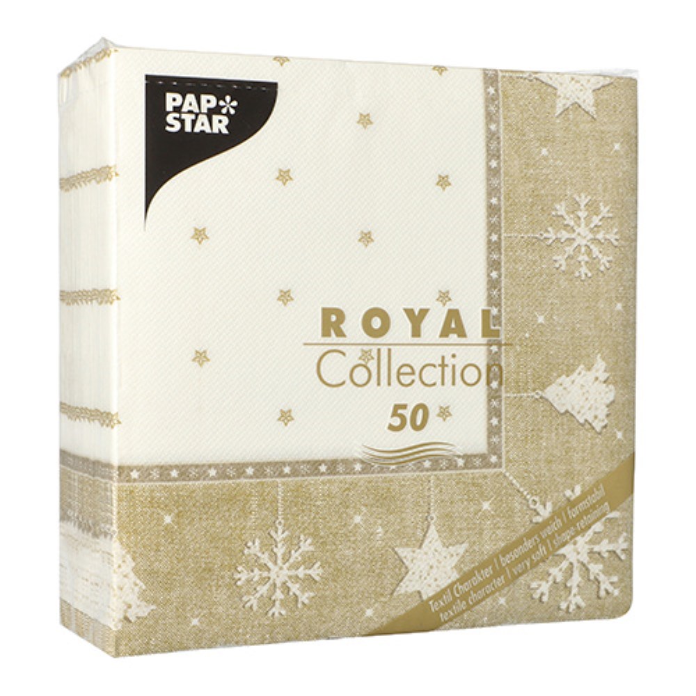 50 Servietten "ROYAL Collection" 1/4-Falz 40 cm x 40 cm gold "X-Mas"