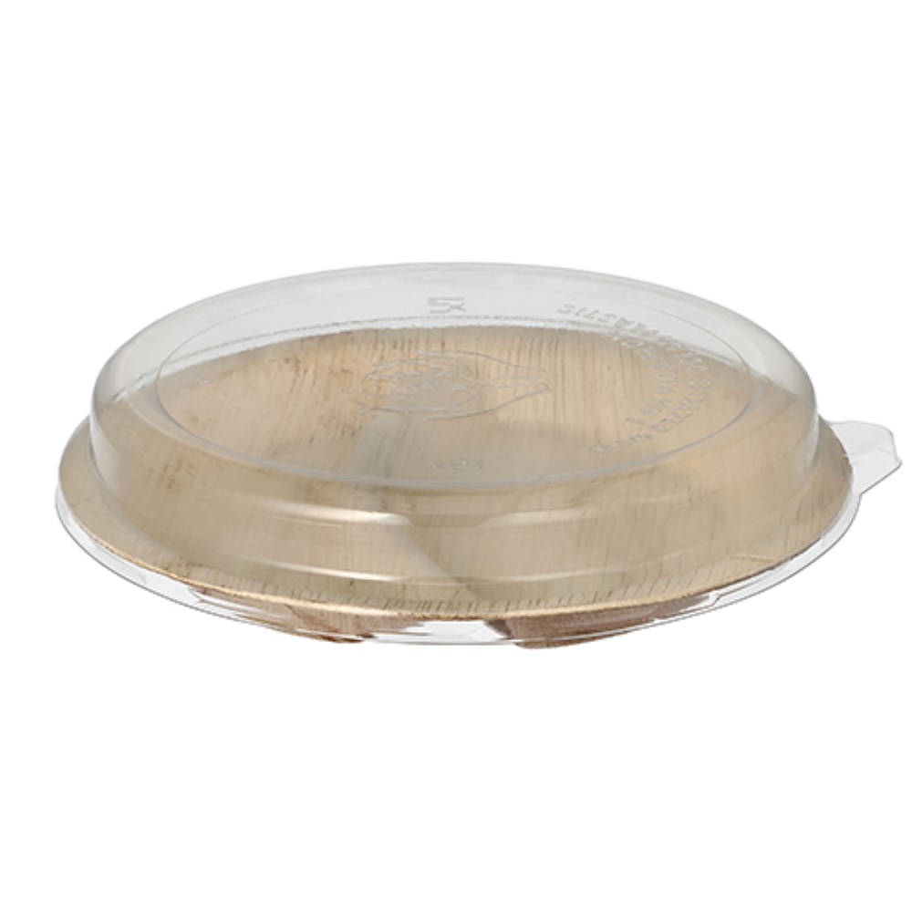 10 Teller, Palmblatt 2-geteilt 300 ml Ø 23 cm · 5,3 cm mit rPET Deckel "Kombipack"