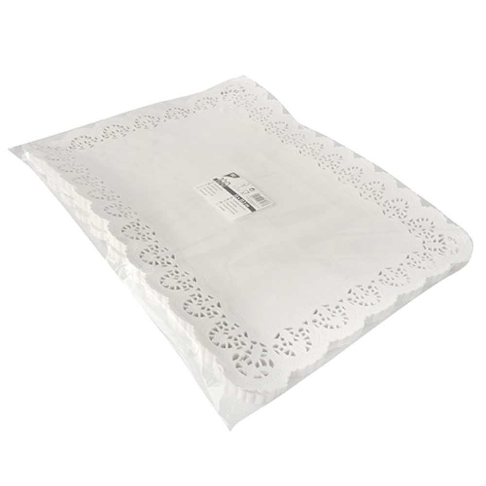 100 Spitzenpapiere eckig 53 cm x 32,5 cm weiss