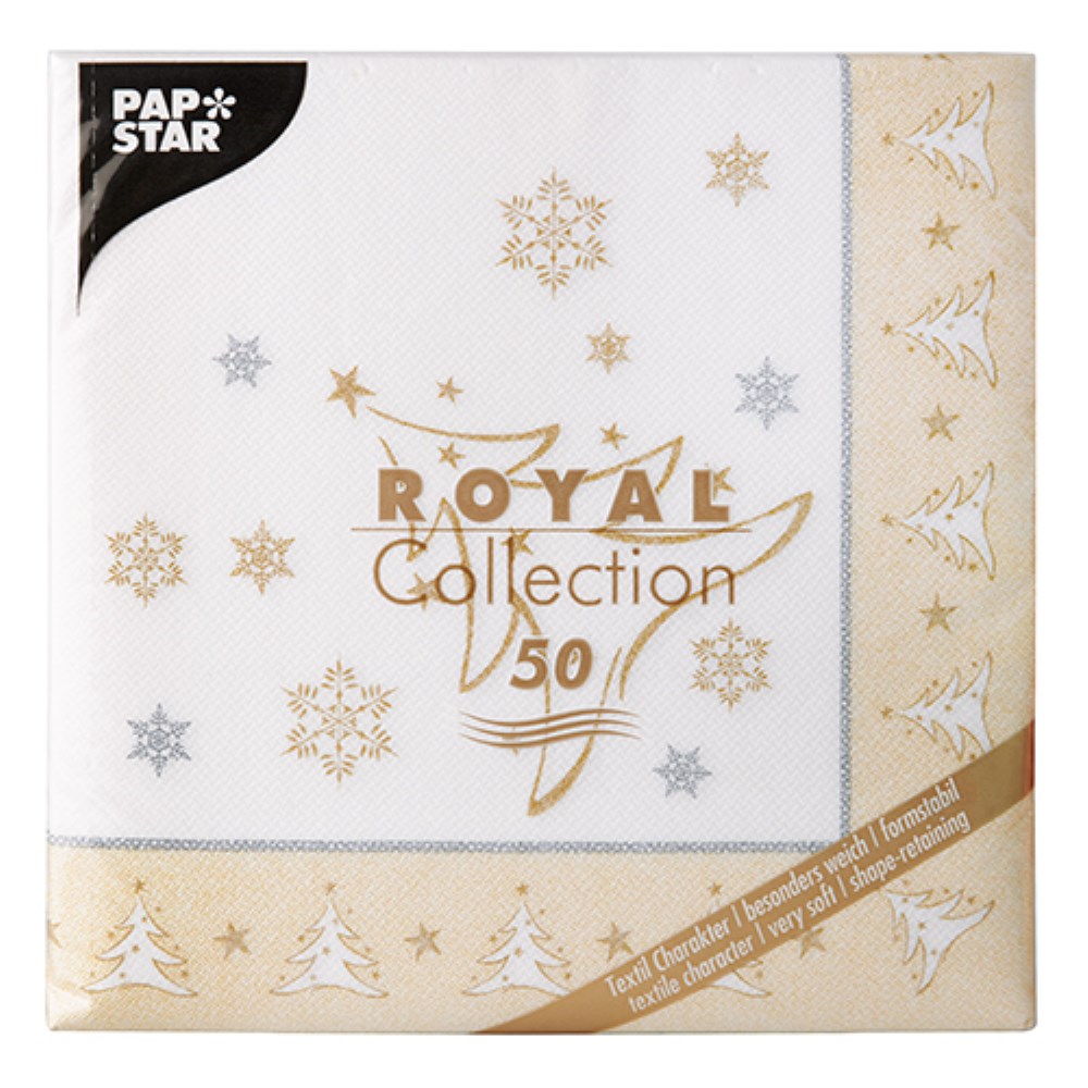 50 Servietten "ROYAL Collection" 1/4-Falz 40 cm x 40 cm gold "X-Mas Elegance"