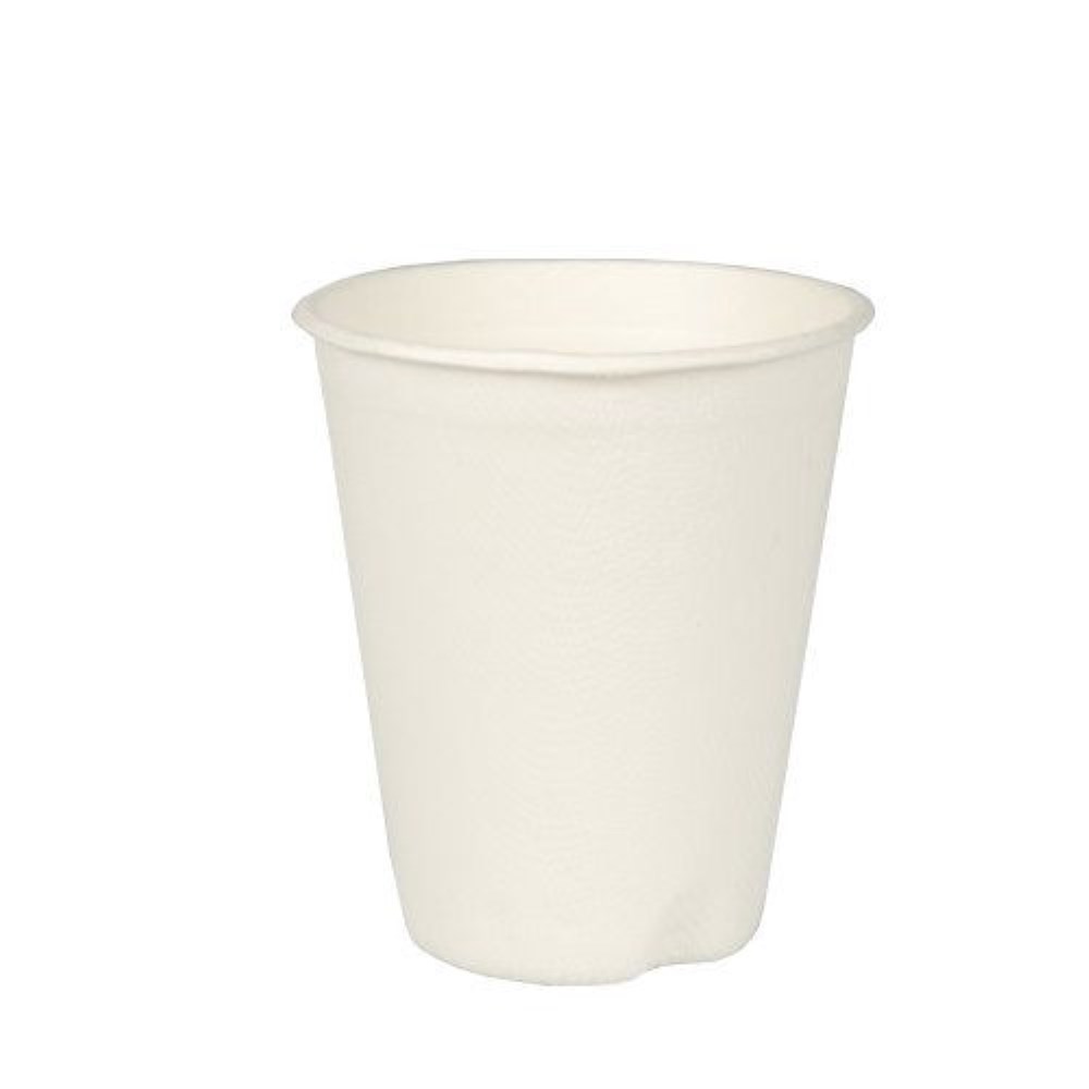 12 Trinkbecher, Zuckerrohr "pure" 0,2 l Ø 8 cm · 9,1 cm weiss für Heißgetränke