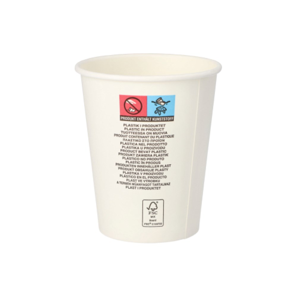 20 Trinkbecher, Pappe "To Go" 0,2 l Ø 8 cm · 9,1 cm weiss