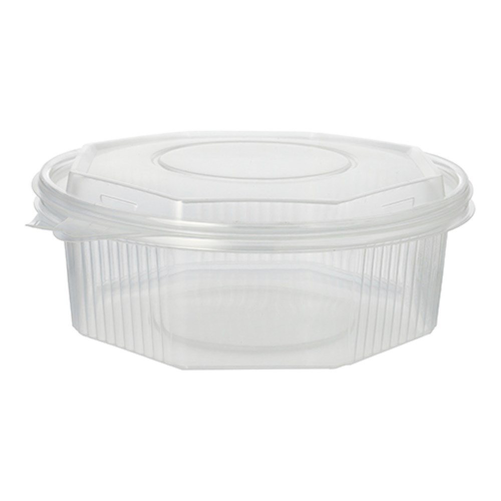 25 Verpackungsbecher mit Klappdeckeln, PP 8-eckig 1,5 l 5,9 cm x 18 cm x 18 cm transparent