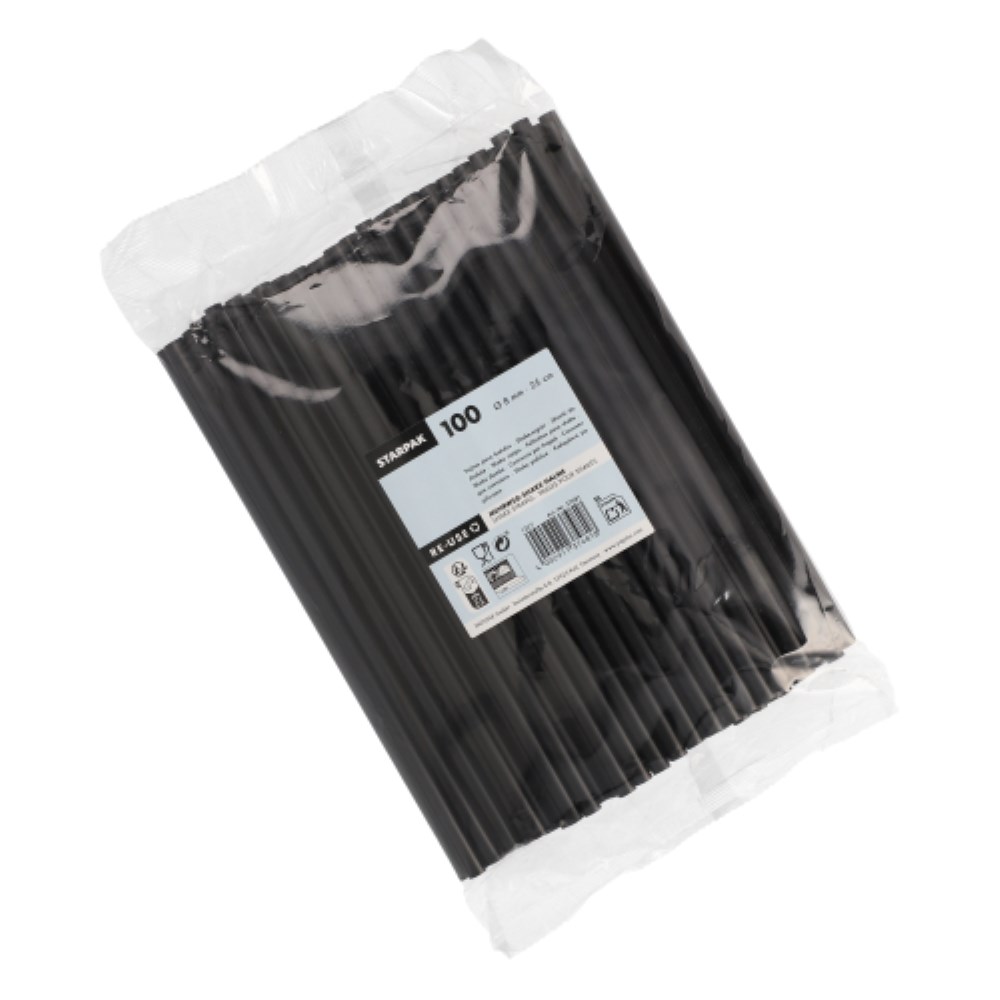 100 Mehrweg-Shake-Halme PP Ø 8 mm · 25 cm schwarz