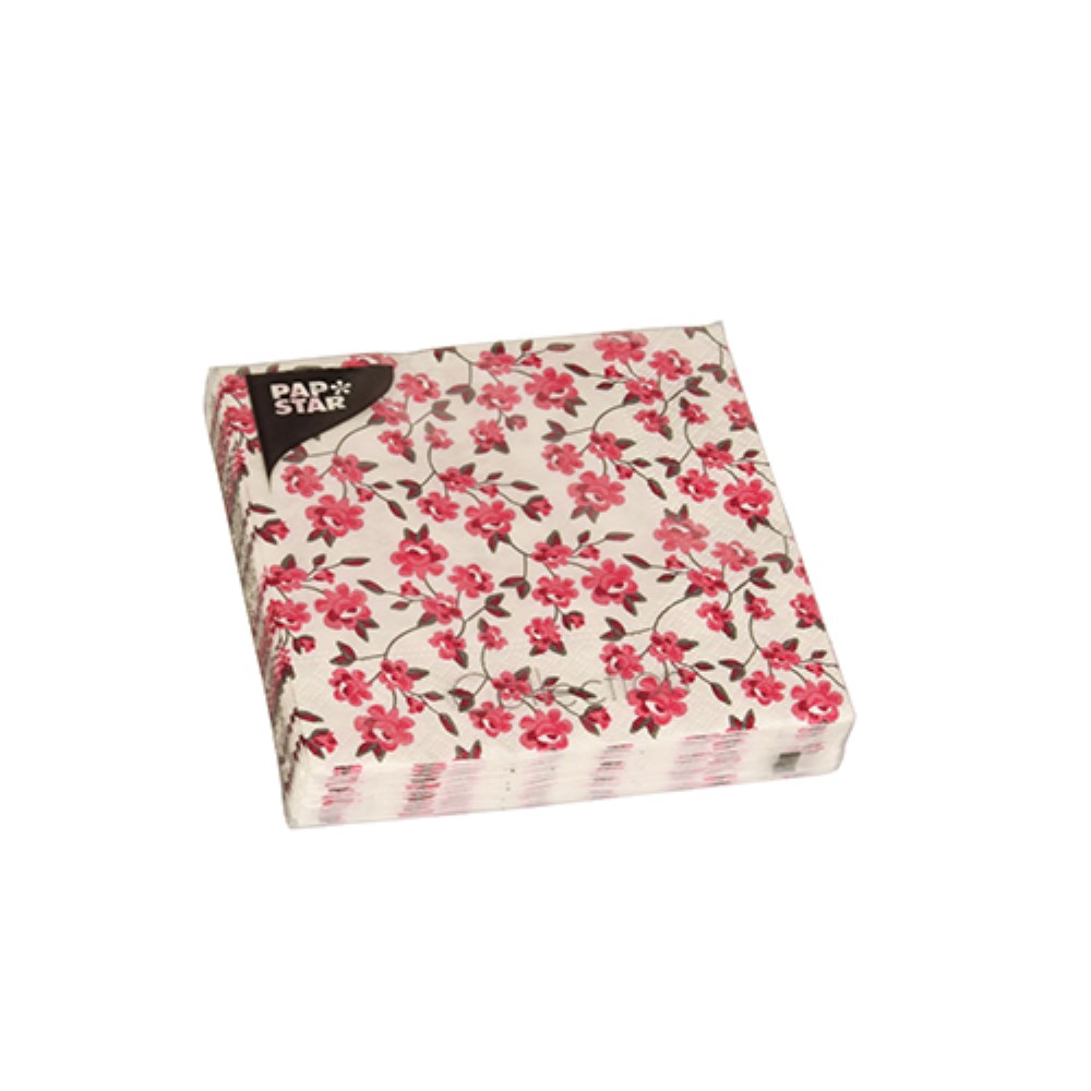 20 Servietten, 3-lagig 1/4-Falz 25 cm x 25 cm fuchsia "Milleflora"