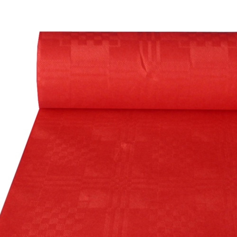Papiertischtuch mit Damastprägung 50 m x 1 m rot