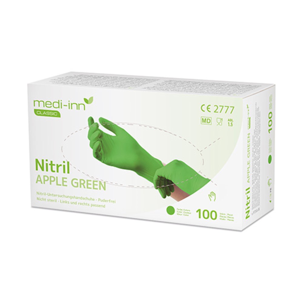 100 "Medi-Inn Classic" Handschuhe, Nitril puderfrei apfelgrün "Nitril Apple Green" Größe: XL