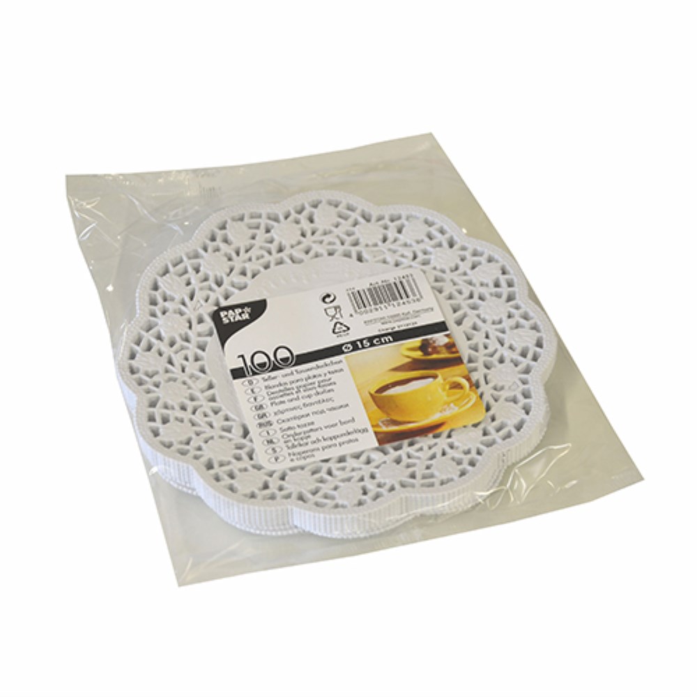 100 Teller- und Tassendeckchen rund Ø 15 cm weiss