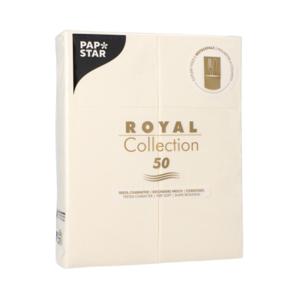 50 Servietten "ROYAL Collection" 40 cm x 30 cm champagner mit Besteckfalz