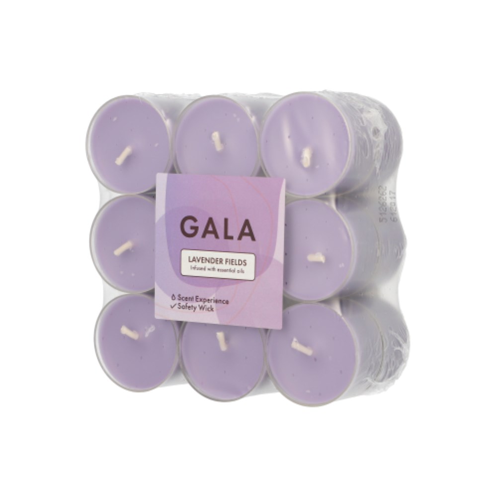 18 "GALA" Duftlichte Ø 38 mm · 24 mm violett - Lavender Fields in Polycarbonathülle