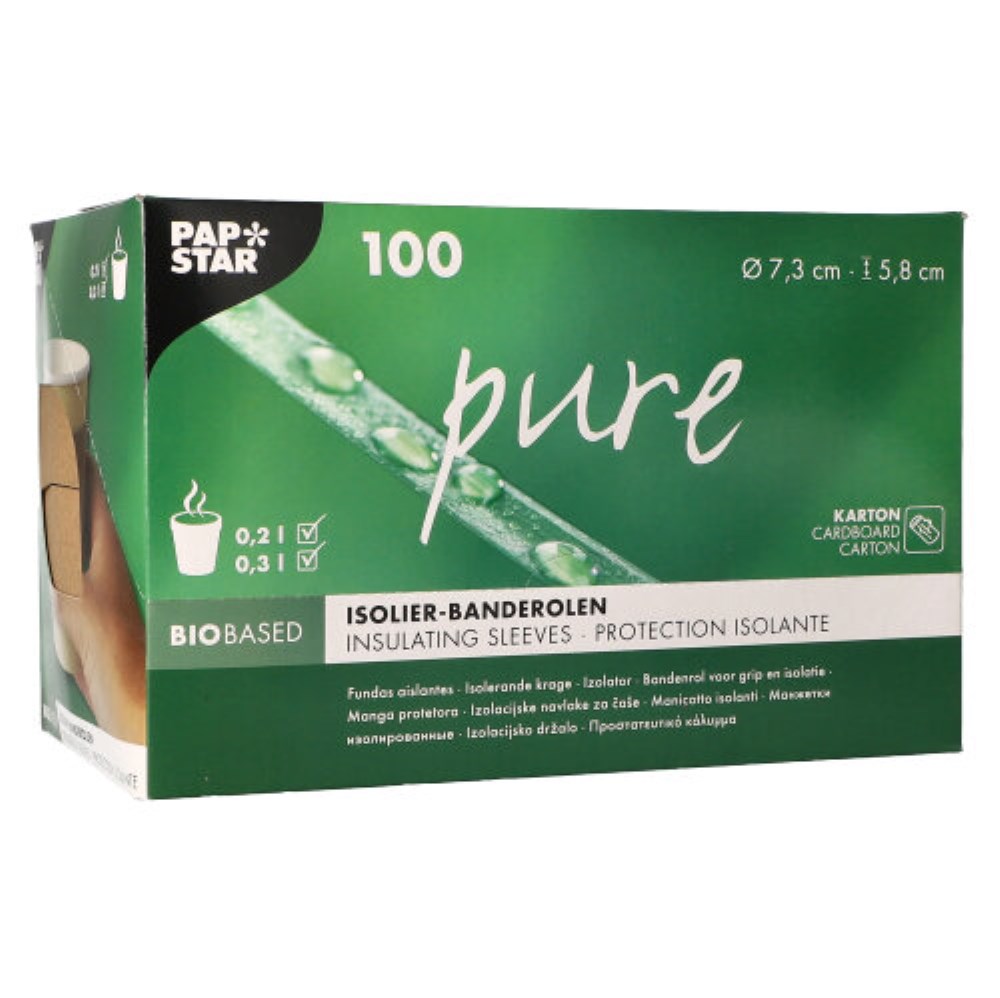 100 Banderolen für Heißgetränkebecher "pure" Ø 7,3 cm · 5,8 cm braun