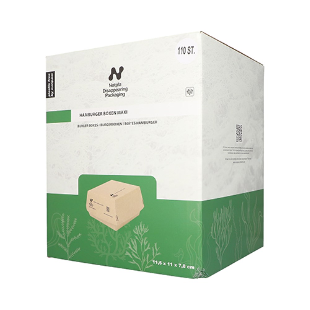 110 Burgerboxen, Pappe "NOTPLA" 7,8 cm x 11,5 cm x 11 cm braun