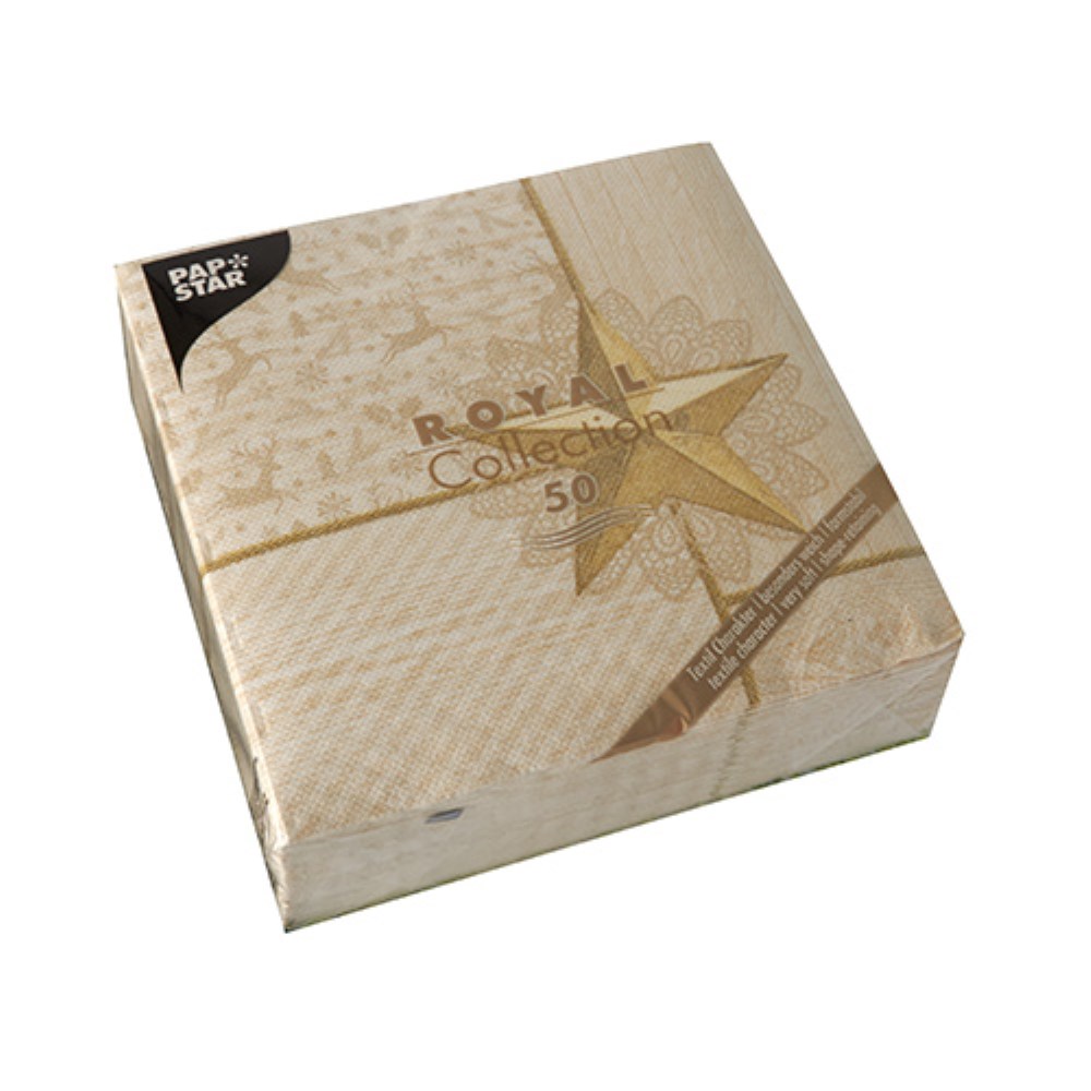 50 Servietten "ROYAL Collection" 1/4-Falz 40 cm x 40 cm champagner "Rising Star"