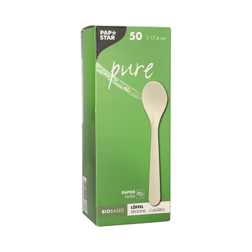 50 Löffel, Papier "pure" 17,6 cm weiss