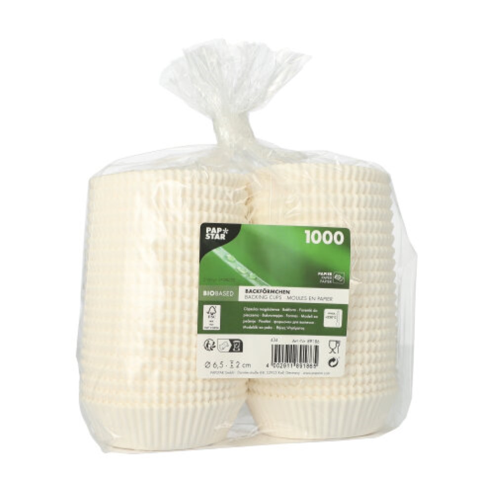 1000 Backförmchen rund Ø 6,5 cm · 2 cm weiss