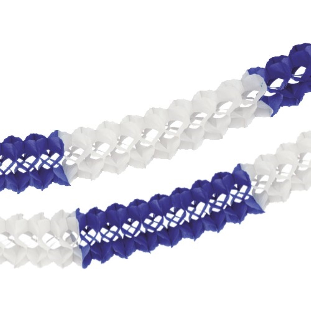 Großraumgirlande, Papier Ø 16 cm · 10 m blau/weiss schwer entflammbar