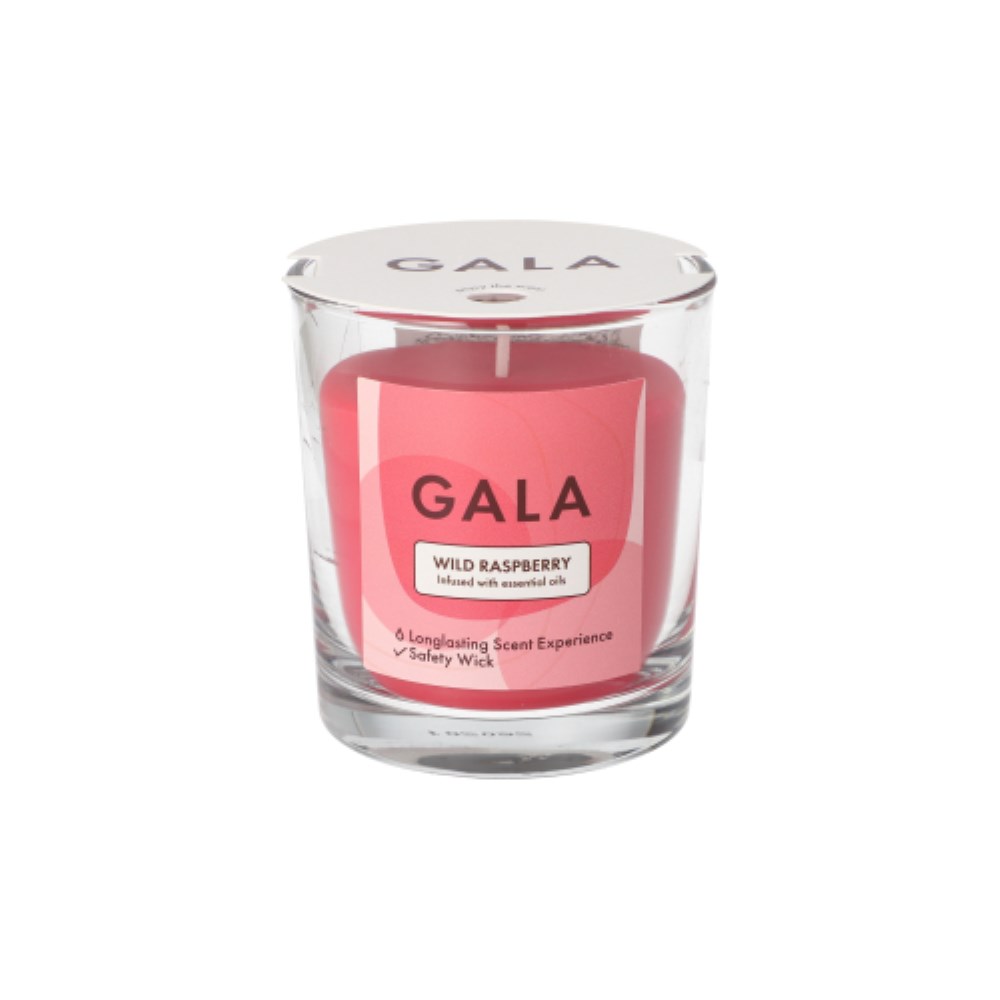 "GALA" Duftkerze im Glas Ø 70 mm · 77 mm weinrot - Wild Raspberry "Mini Nutella"