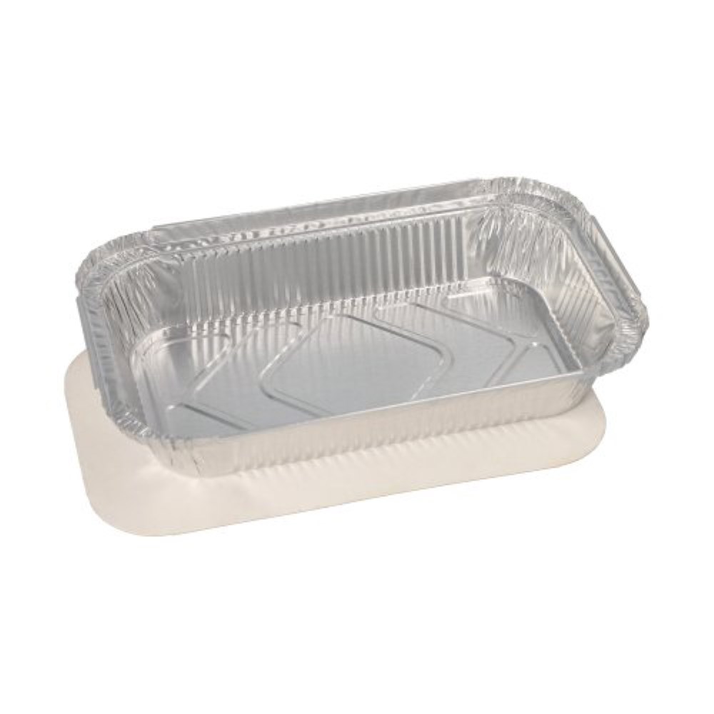 10 Schalen, Alu + Einlegedeckel, PP-beschichtet eckig 0,65 l 3,4 cm x 13 cm x 22 cm für Lasagne