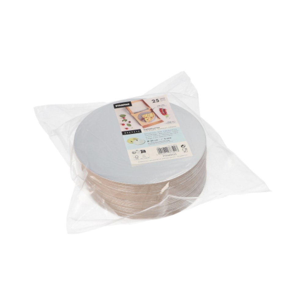 25 Tortenplatten rund Ø 20 cm · 0,3 cm gold/silber