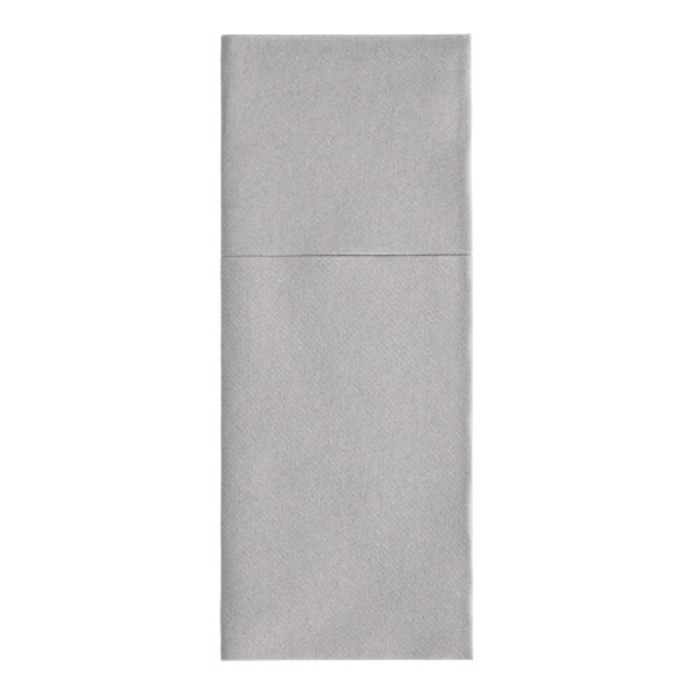 100 Bestecktaschen, Airlaid 40 cm x 48 cm grau "Premium" mit Besteckfalz