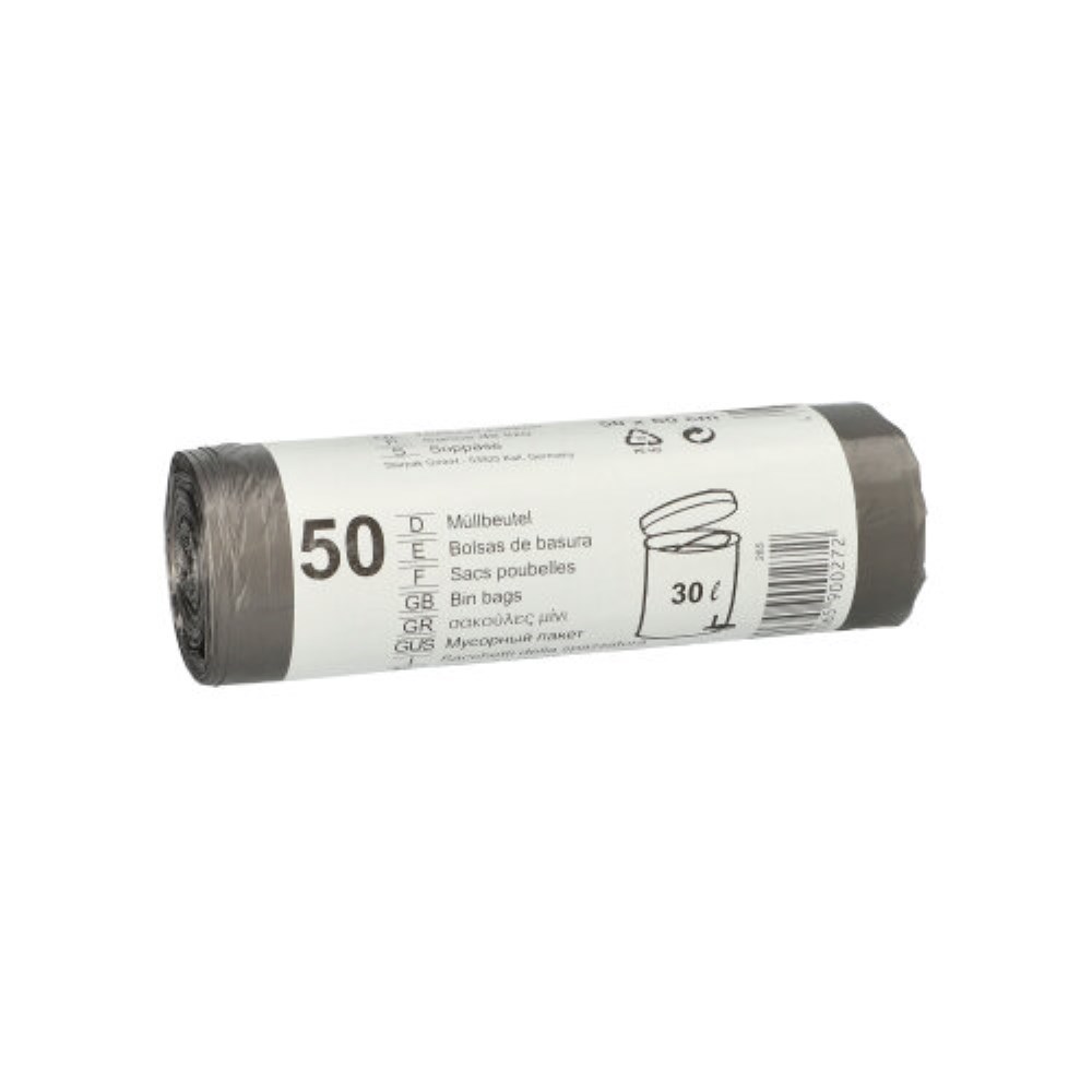 50 Müllbeutel, HDPE 30 l 60 cm x 50 cm grau 5 my