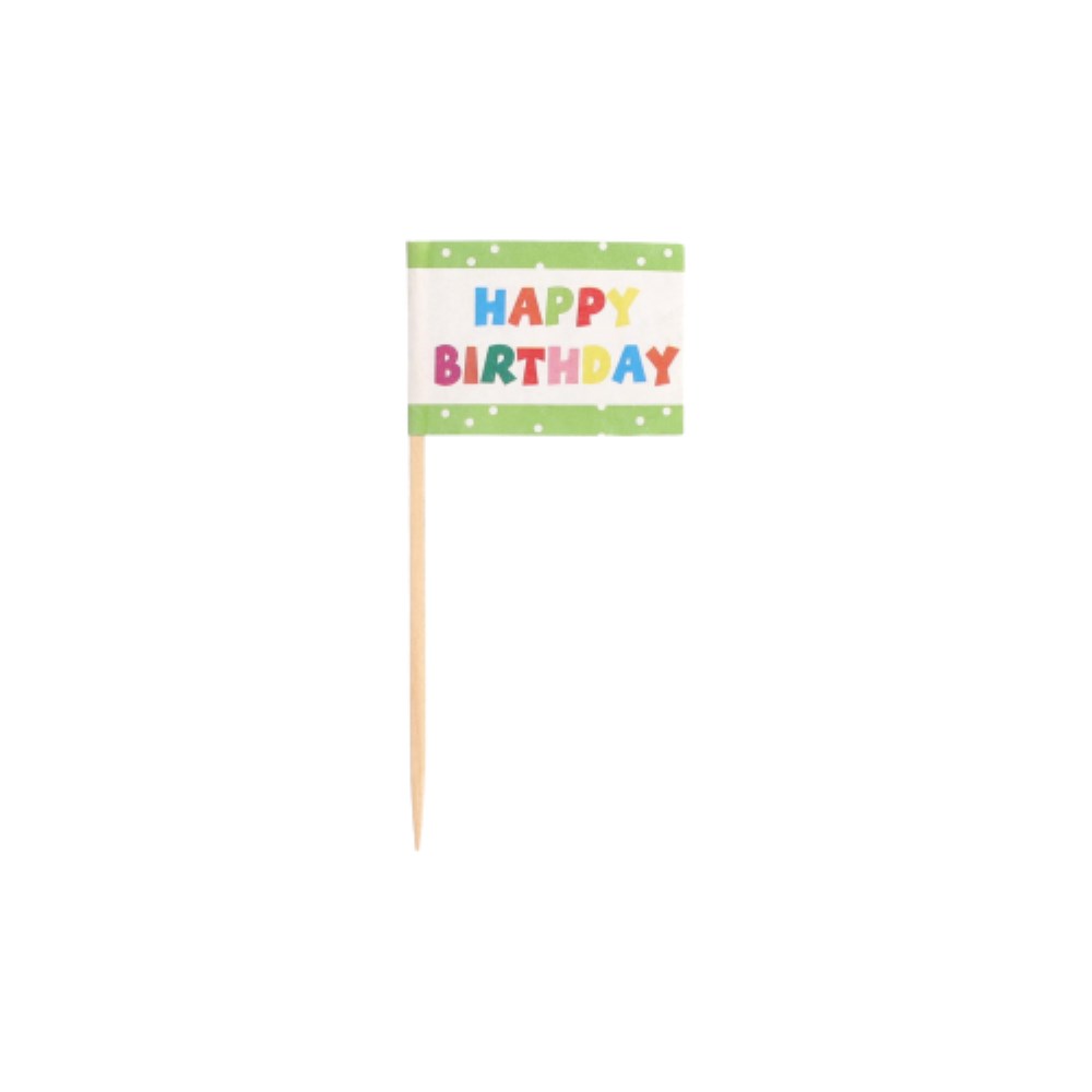20 Deko-Picker 8 cm "Happy Birthday"