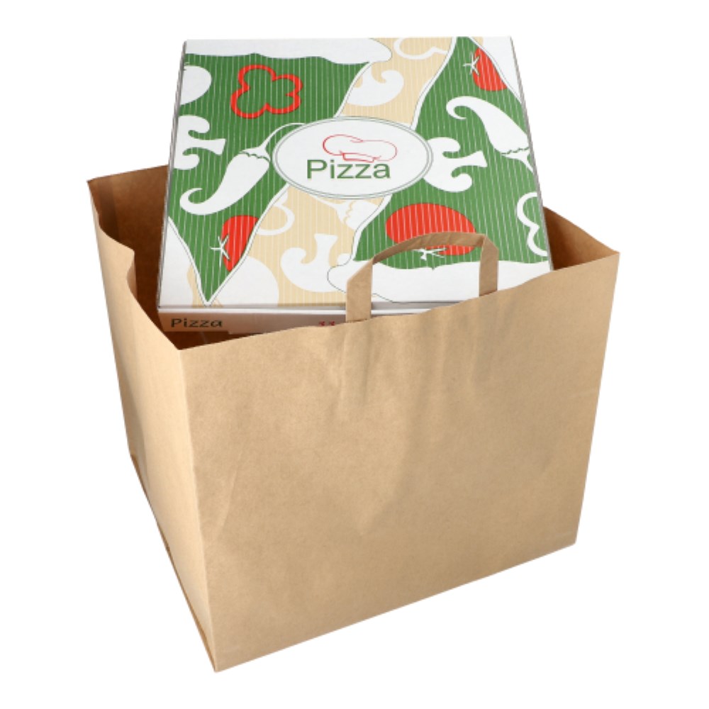 25 Tragetaschen, Papier XXL 33 cm x 37 cm x 34,5 cm braun mit Tragegriff