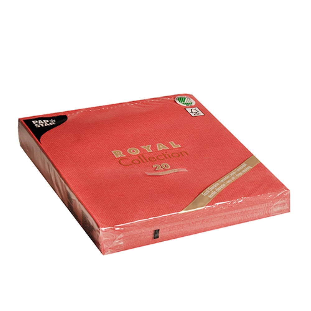 20 Servietten "ROYAL Collection" 1/4-Falz 40 cm x 40 cm feuerrot