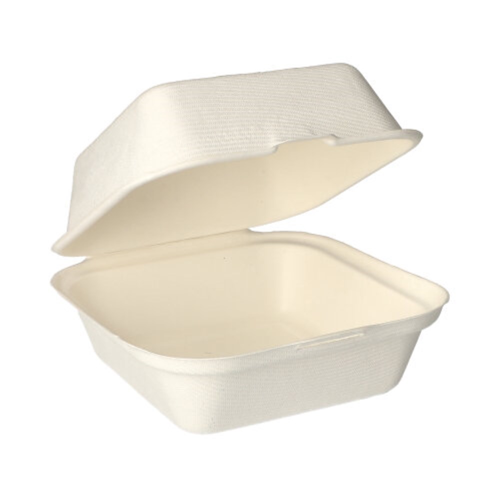 500 Hamburger-Boxen, Zuckerrohr "pure" 8 cm x 14 cm x 15 cm weiss