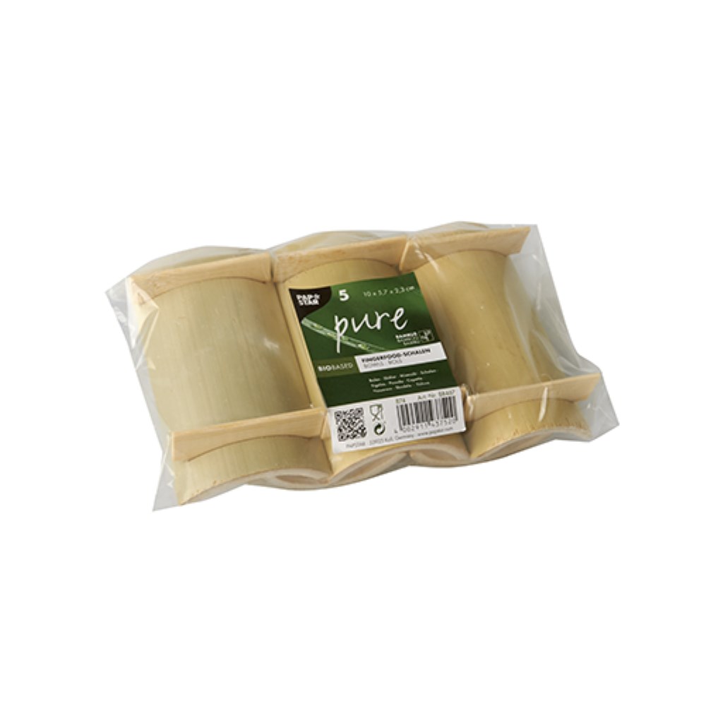 5 Fingerfood - Schalen, Bambus "pure" eckig 10 cm x 5,7 cm x 2,3 cm
