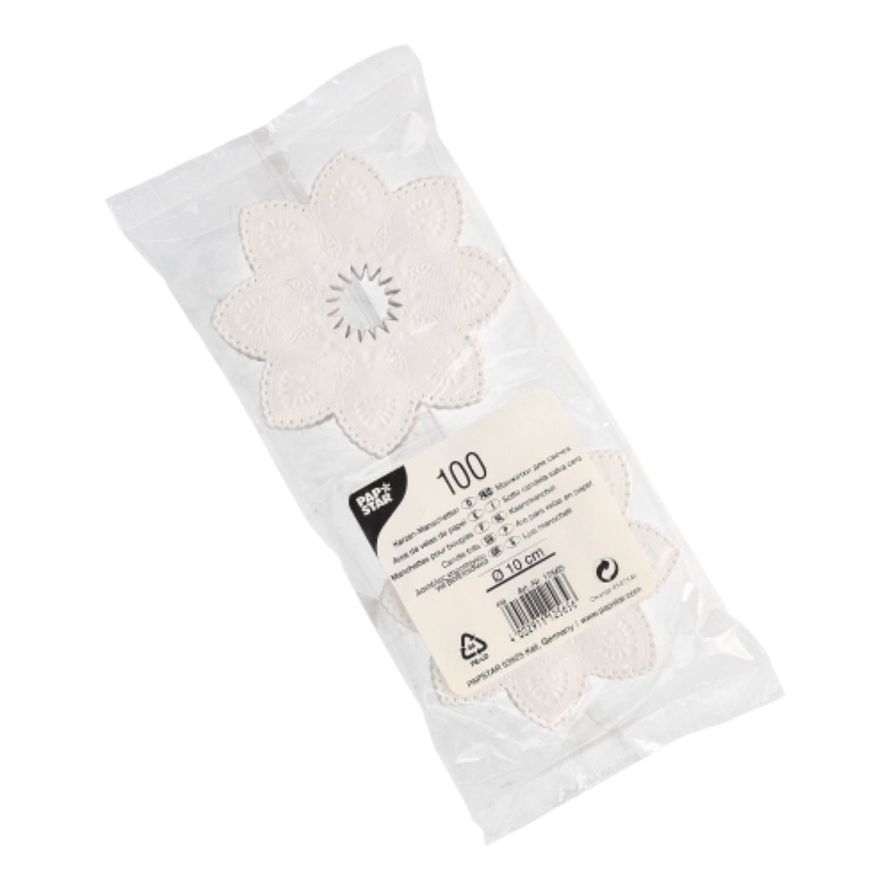 100 Kerzen-Manschetten rund Ø 10 cm weiss