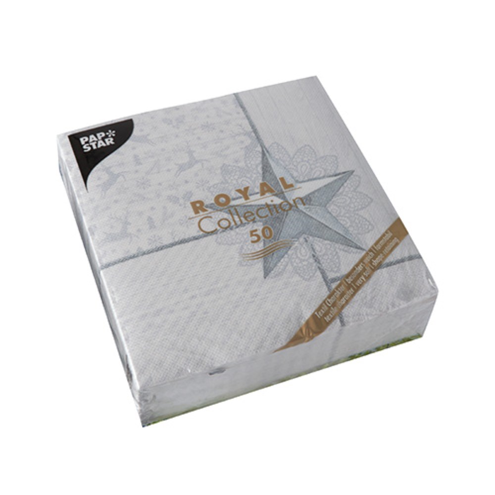 50 Servietten "ROYAL Collection" 1/4-Falz 40 cm x 40 cm weiss "Rising Star"