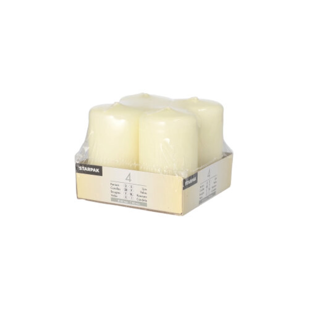 4 Stumpenkerzen Ø 50 mm · 80 mm elfenbein "Ivory" mit Flachkopf