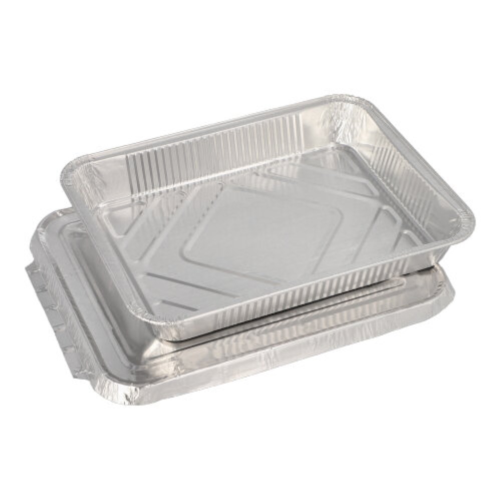 50 Menüschalen + Deckel, Alu ungeteilt 0,93 l 3 cm x 17,7 cm x 22,5 cm