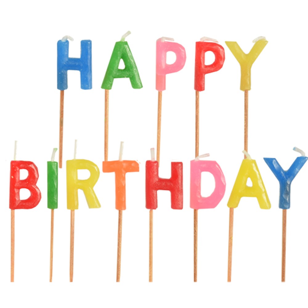 Buchstabenkerzen-Set 8 cm "Happy Birthday"