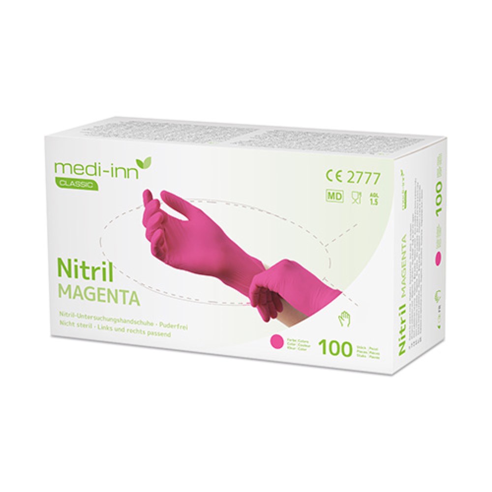 100 "Medi-Inn Classic" Handschuhe, Nitril puderfrei magenta "Nitril Magenta" Größe: XS