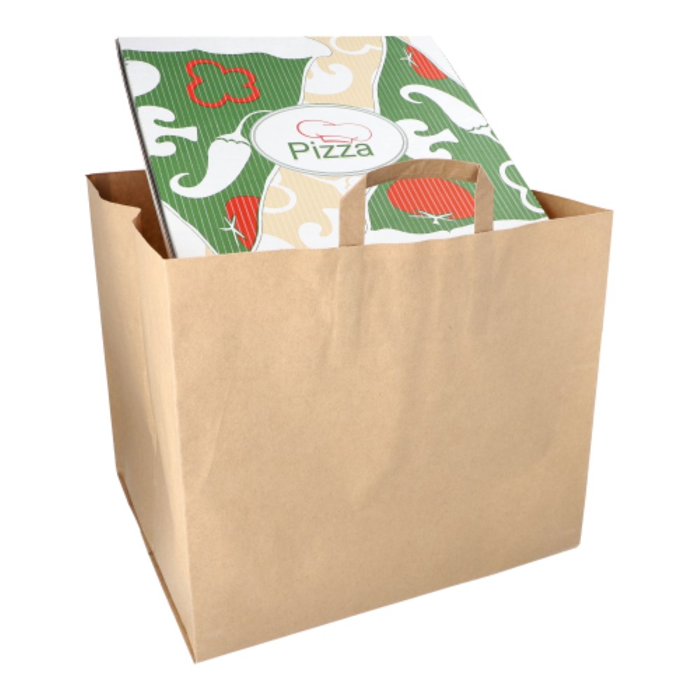 25 Tragetaschen, Papier XXL 33 cm x 37 cm x 34,5 cm braun mit Tragegriff
