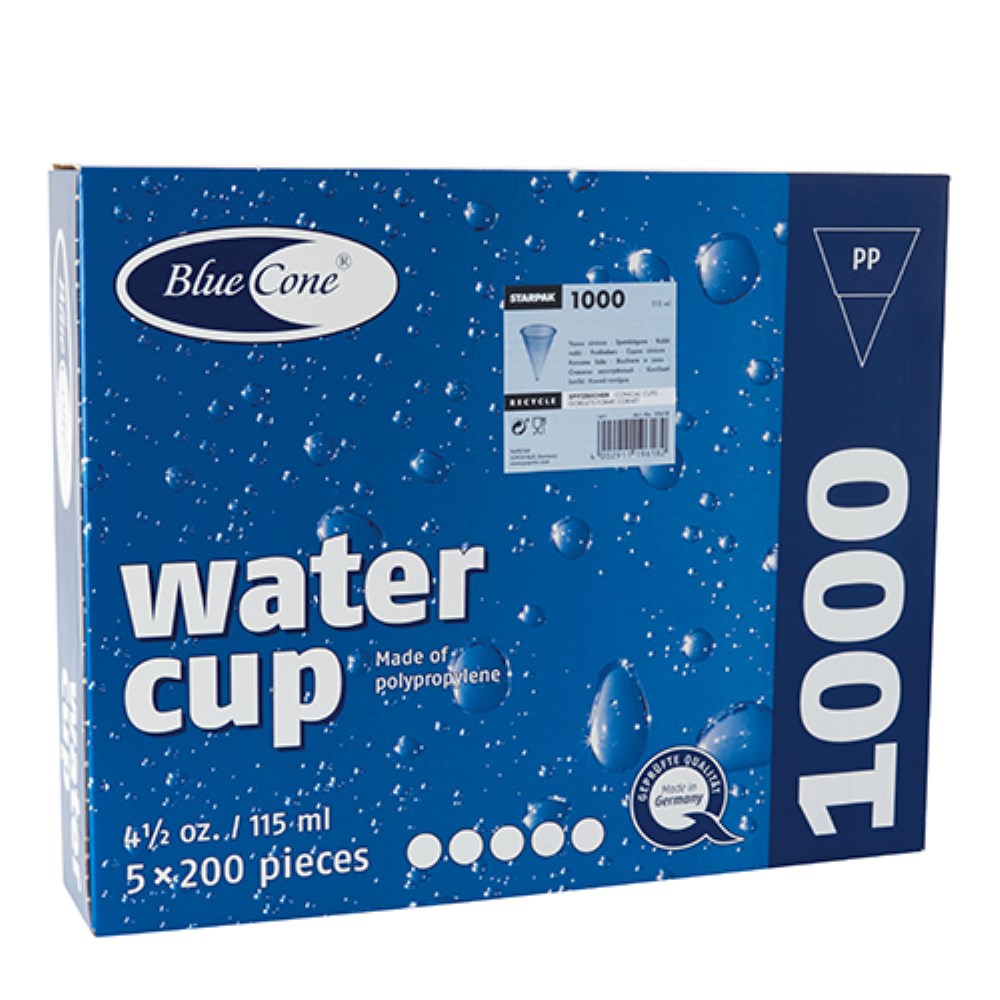 1000 Spitzbecher, PP 115 ml Ø 7,03 cm · 9,5 cm blau Blue Cone