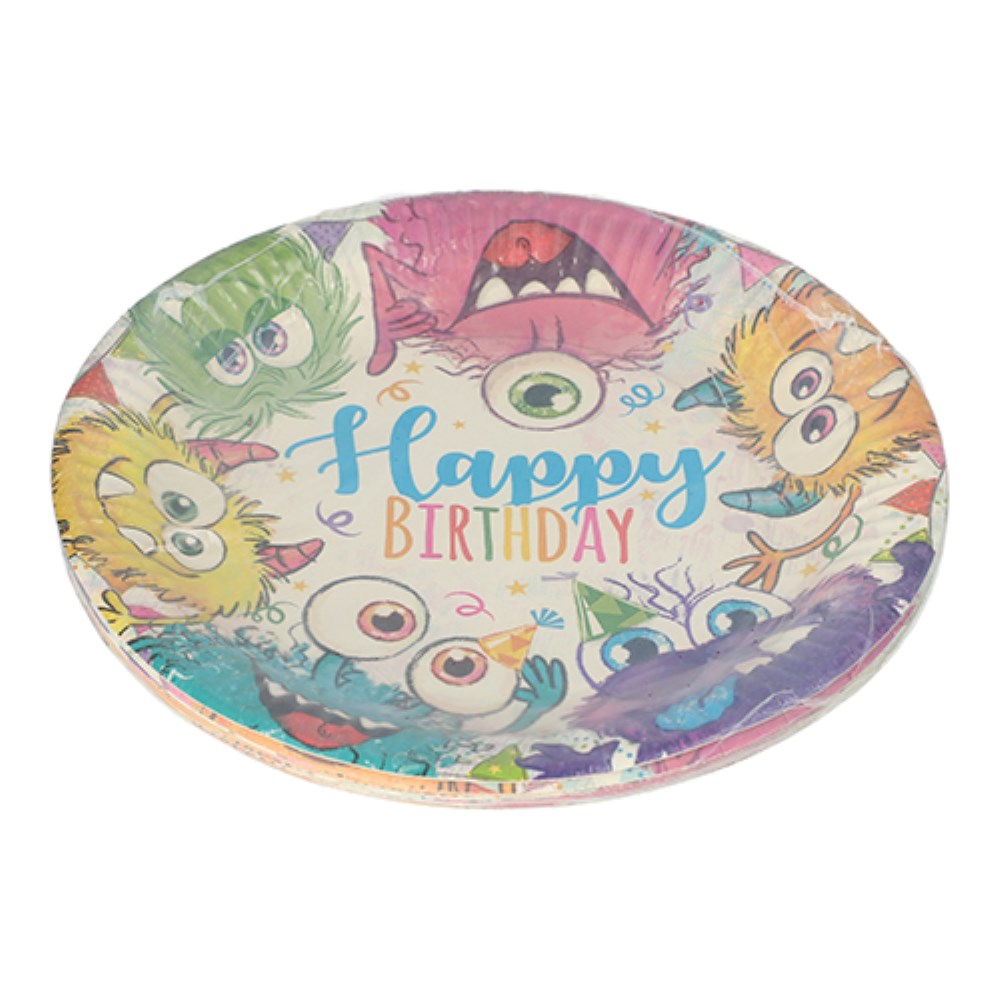 10 Teller, Pappe rund Ø 23 cm "Funny Monsters"
