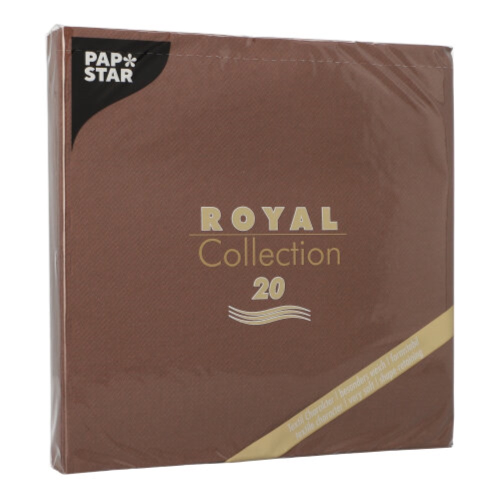 20 Servietten "ROYAL Collection" 1/4-Falz 40 cm x 40 cm braun