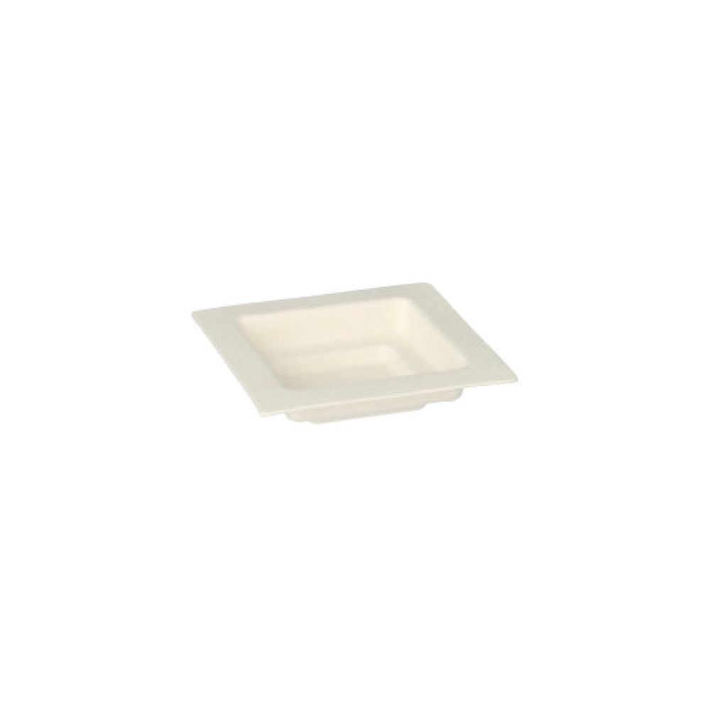 50 Fingerfood - Teller, Zuckerrohr "pure" eckig 1,5 cm x 7 cm x 7 cm weiss