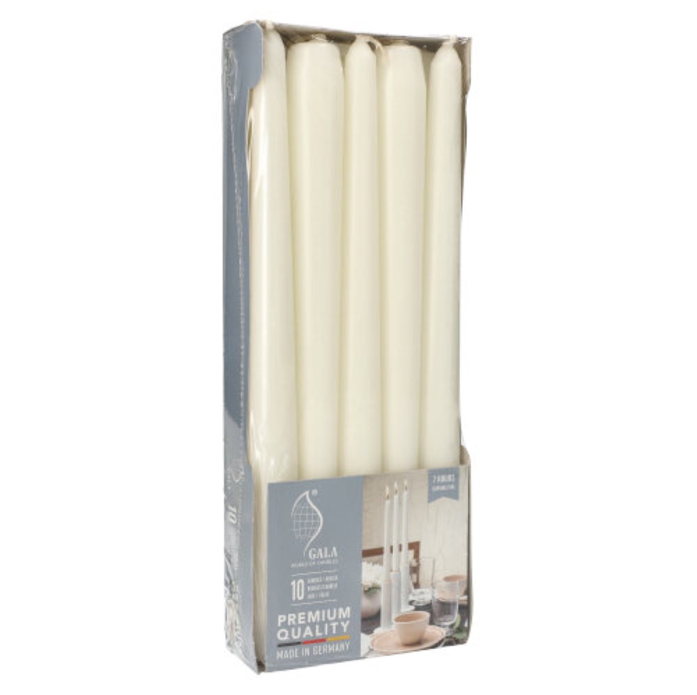 10 Leuchterkerzen Ø 2,3 cm · 25 cm weiss