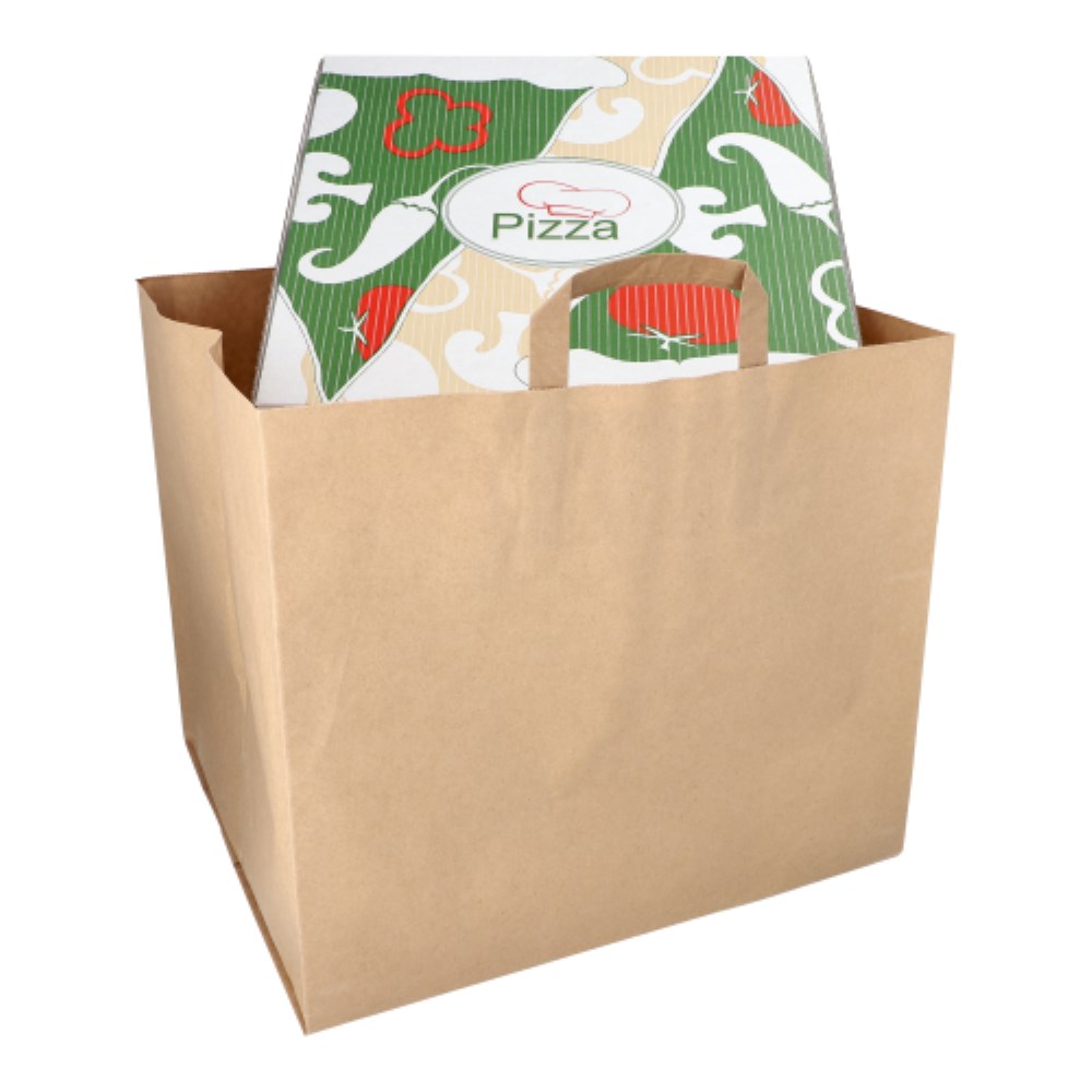 25 Tragetaschen, Papier XXL 33 cm x 37 cm x 34,5 cm braun mit Tragegriff