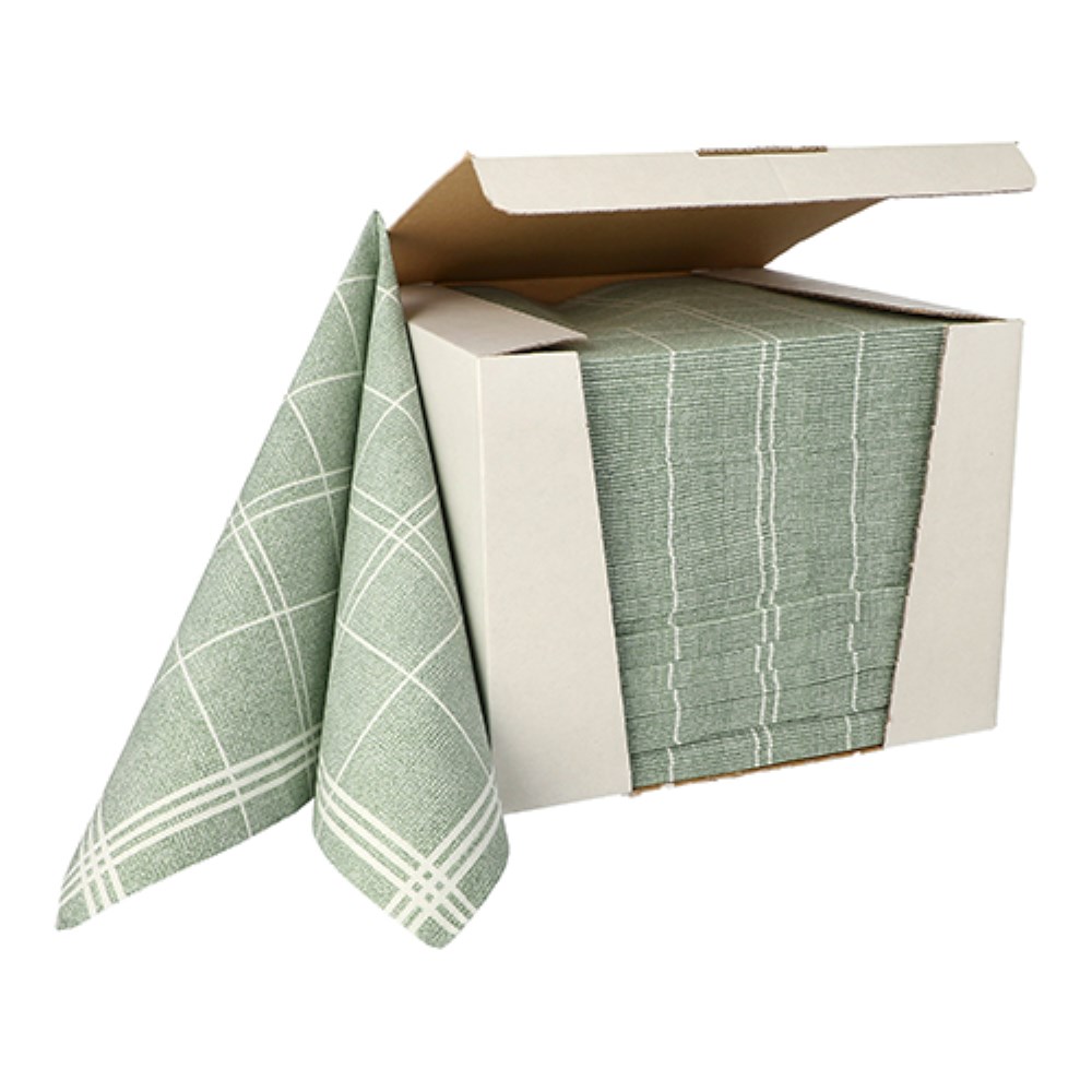 100 Servietten "ROYAL Collection" 1/4-Falz 40 cm x 40 cm dunkelgrün "Kitchen Craft"