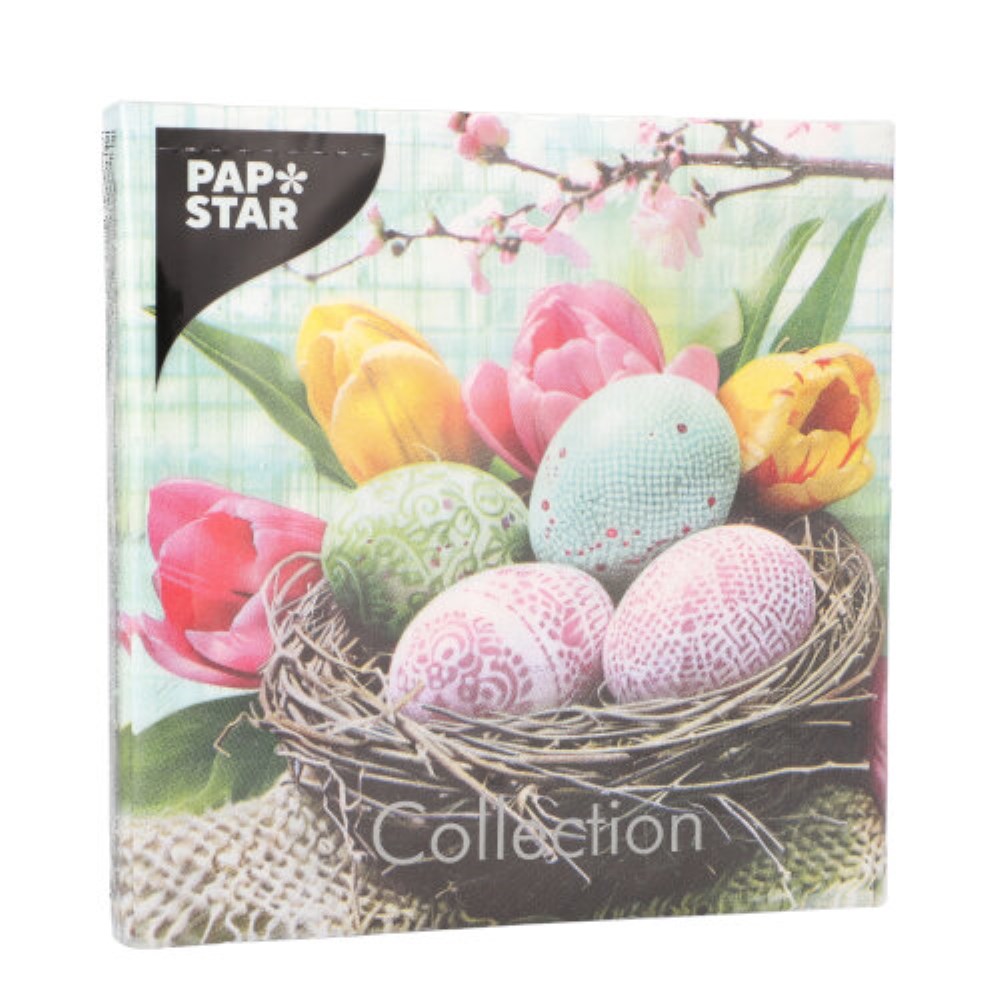 20 Servietten, 3-lagig 1/4-Falz 33 cm x 33 cm "Easter Basket"