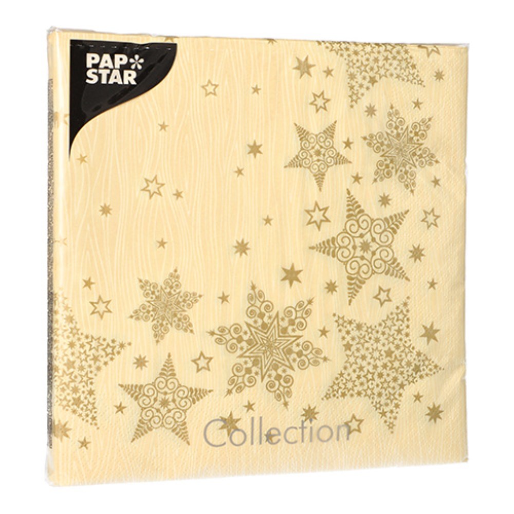 20 Servietten, 3-lagig 1/4-Falz 40 cm x 40 cm creme "Christmas Shine"