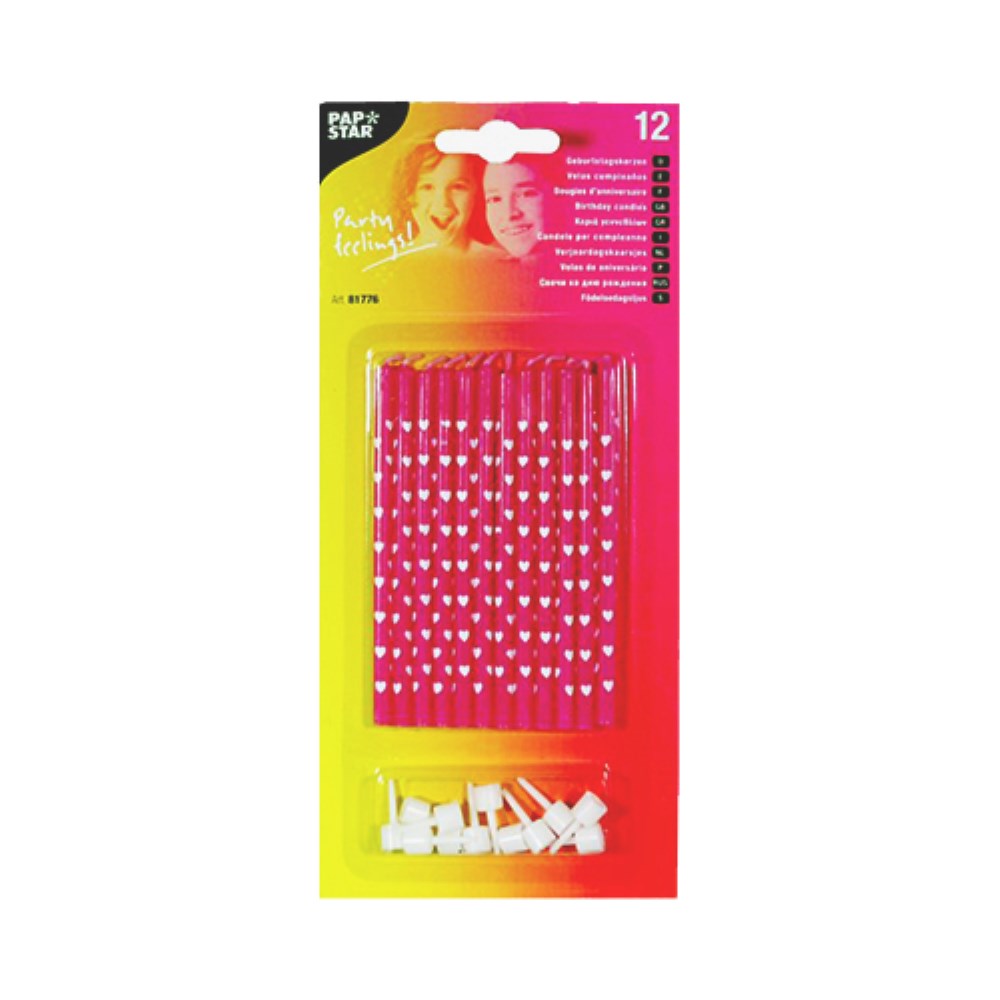 12 Geburtstagskerzen 10 cm farbig sortiert mit Halter